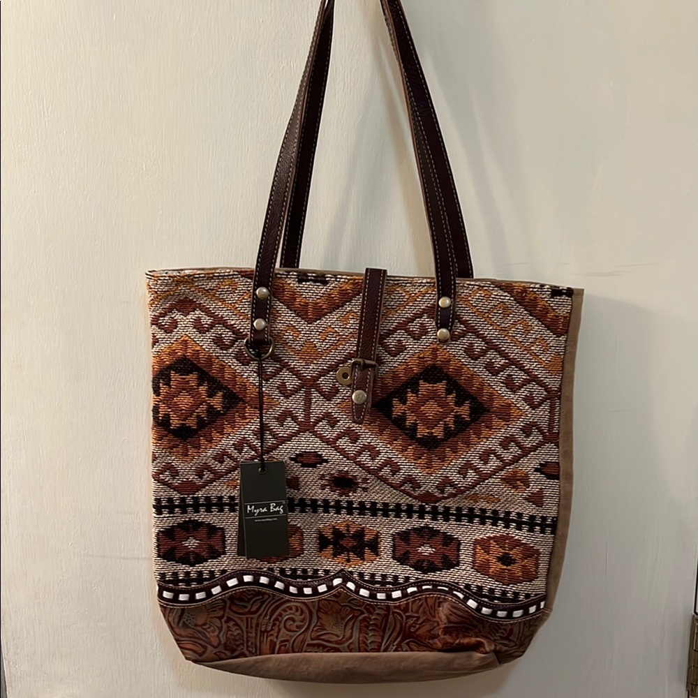 Woven Brown Patterned Tote